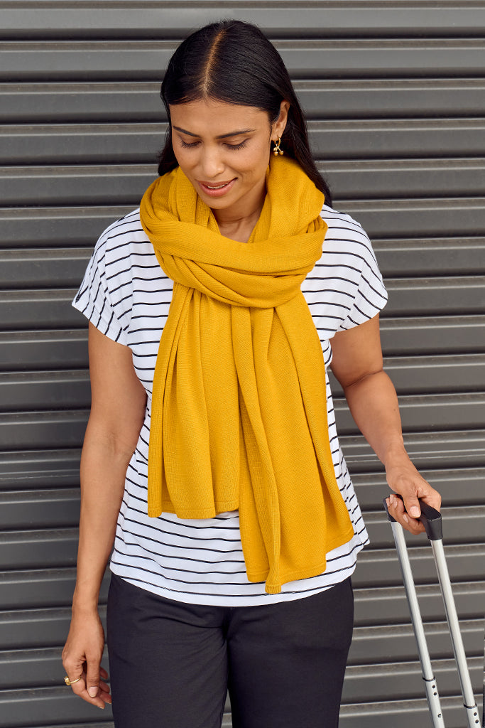 Bamboo & Recycled Cashmere Wool Travel Wrap - Mustard