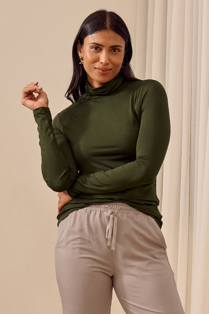 Bamboo Turtle Neck - Moss