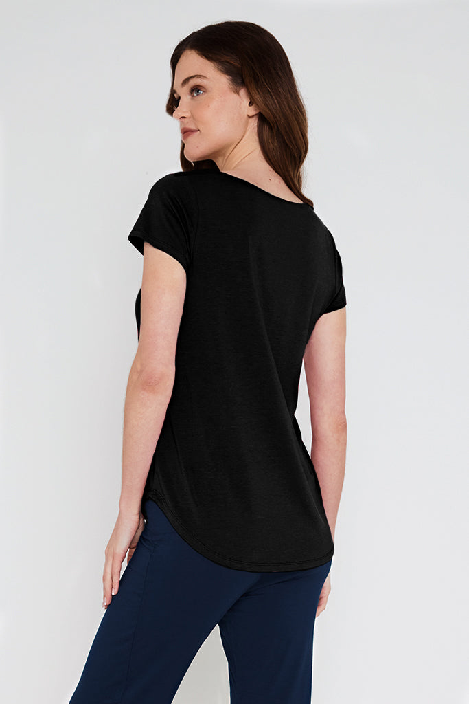 Bamboo V Neck Tee - Black
