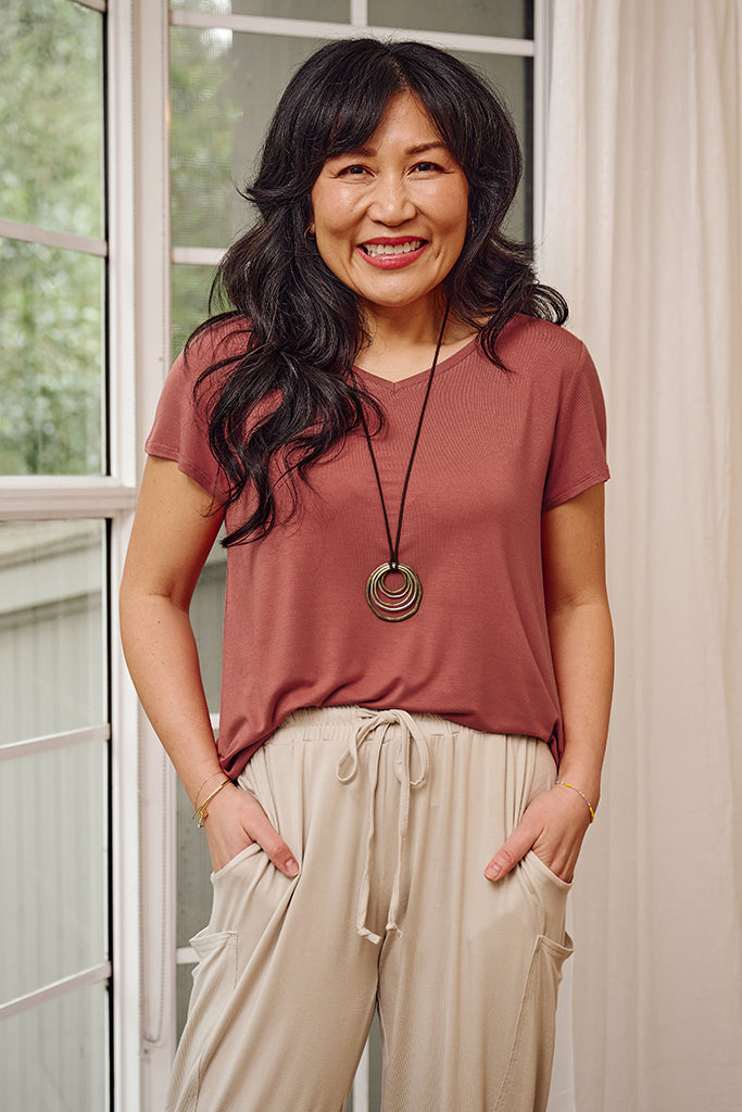 Bamboo V Neck Tee - Marrakesh