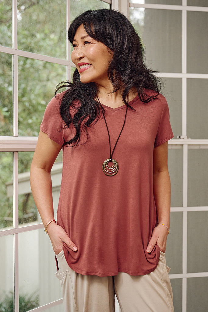 Bamboo V Neck Tee - Marrakesh