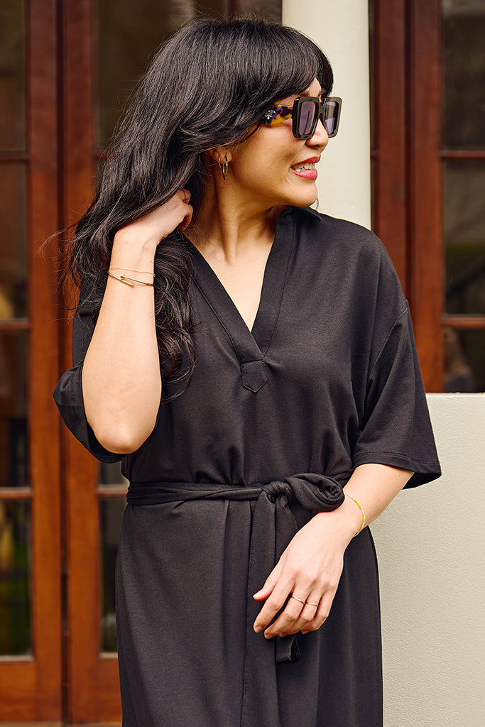 French Terry Vivienne Dress - Black