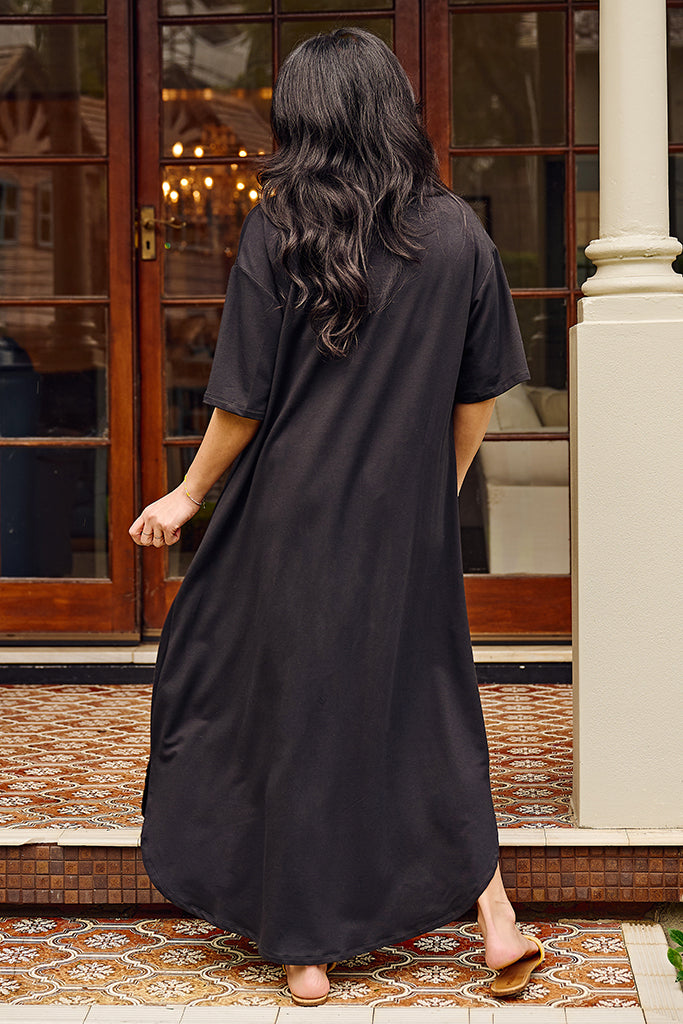 French Terry Vivienne Dress - Black