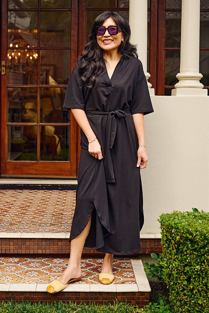 French Terry Vivienne Dress - Black