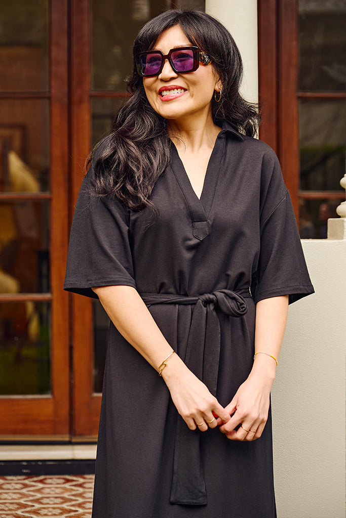 French Terry Vivienne Dress - Black