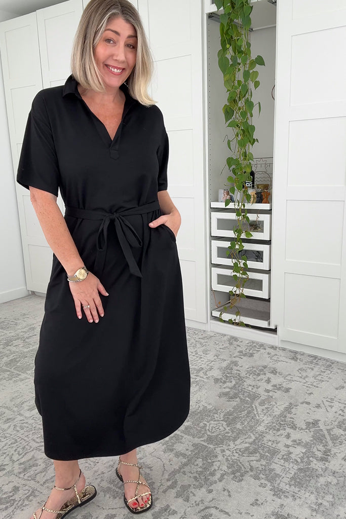 French Terry Vivienne Dress - Black