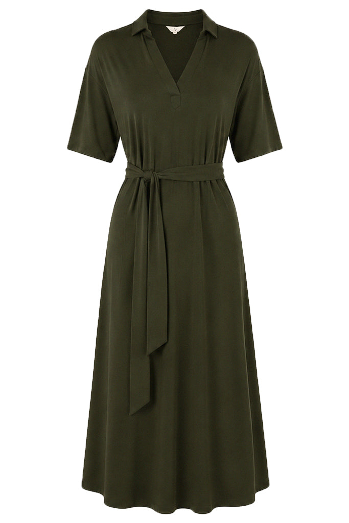Bamboo Linen Vivienne Dress - Moss