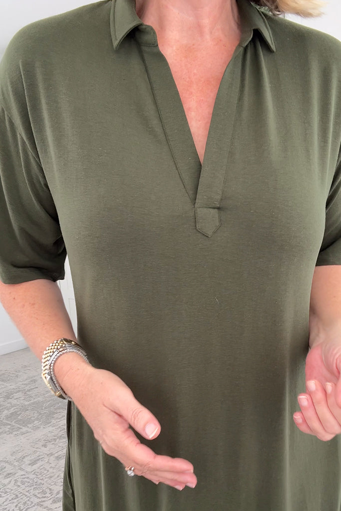 Bamboo Linen Vivienne Dress - Moss