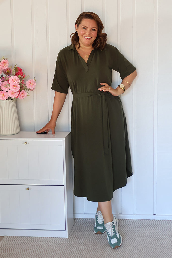 Bamboo Linen Vivienne Dress - Moss