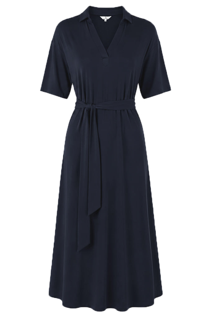 Bamboo Linen Vivienne Dress - Washed Navy