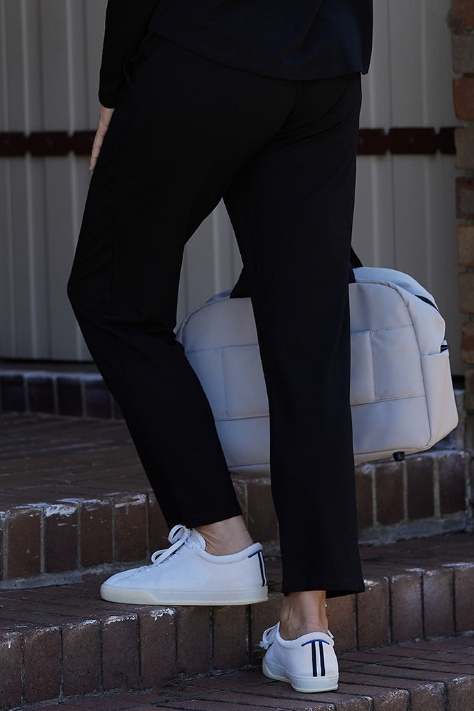 black soft ankle-length pants