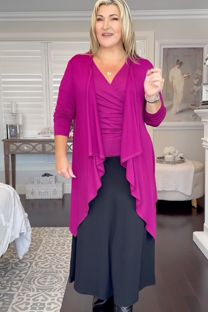 Waterfall Cardigan - Berry