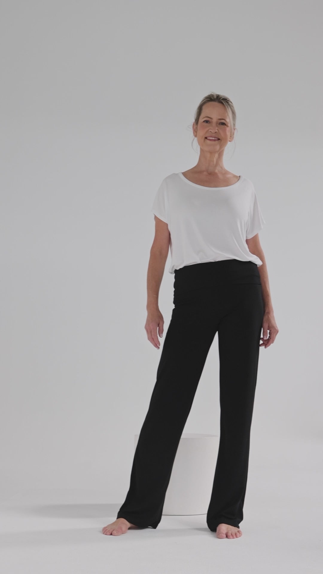 Essential bamboo pants in black featuring breathable, stretch fabric