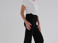 flattering high-waisted black bamboo pants designed to move with you