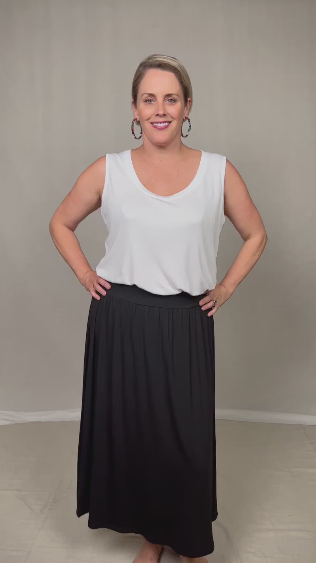 bamboo midi skirt black