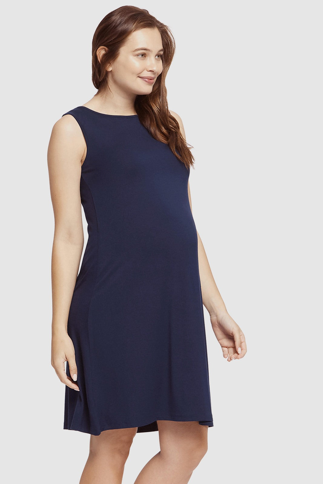Soft bamboo maternity dress in navy.