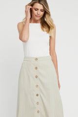 Woven Button Skirt - Organic Pinstripe