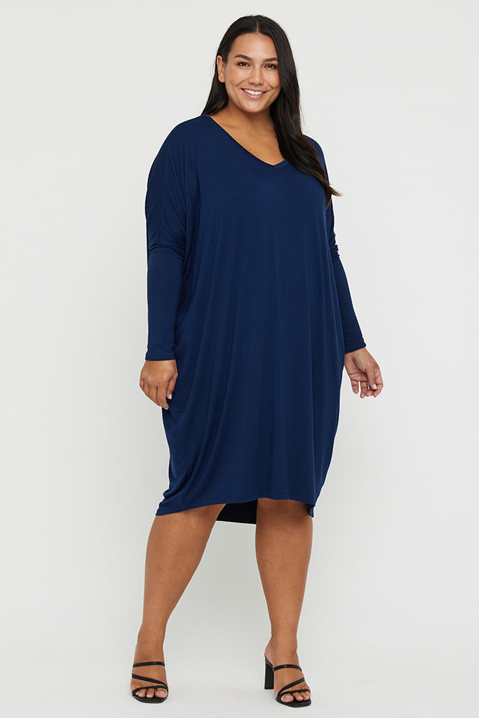 Oversized navy bamboo dress.