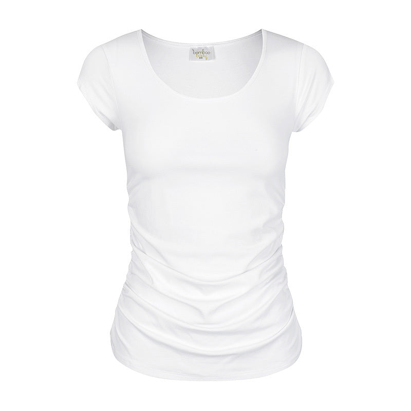 Ruched Maternity Tee - White