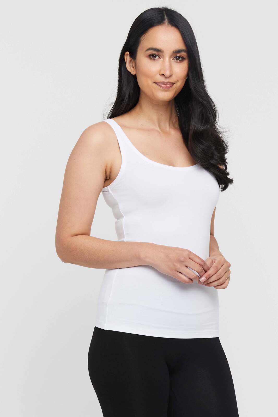 White breathable bamboo cotton blend stretchy top
