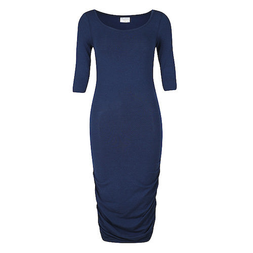 Invisible mannequin featuring navy maternity dress in bamboo