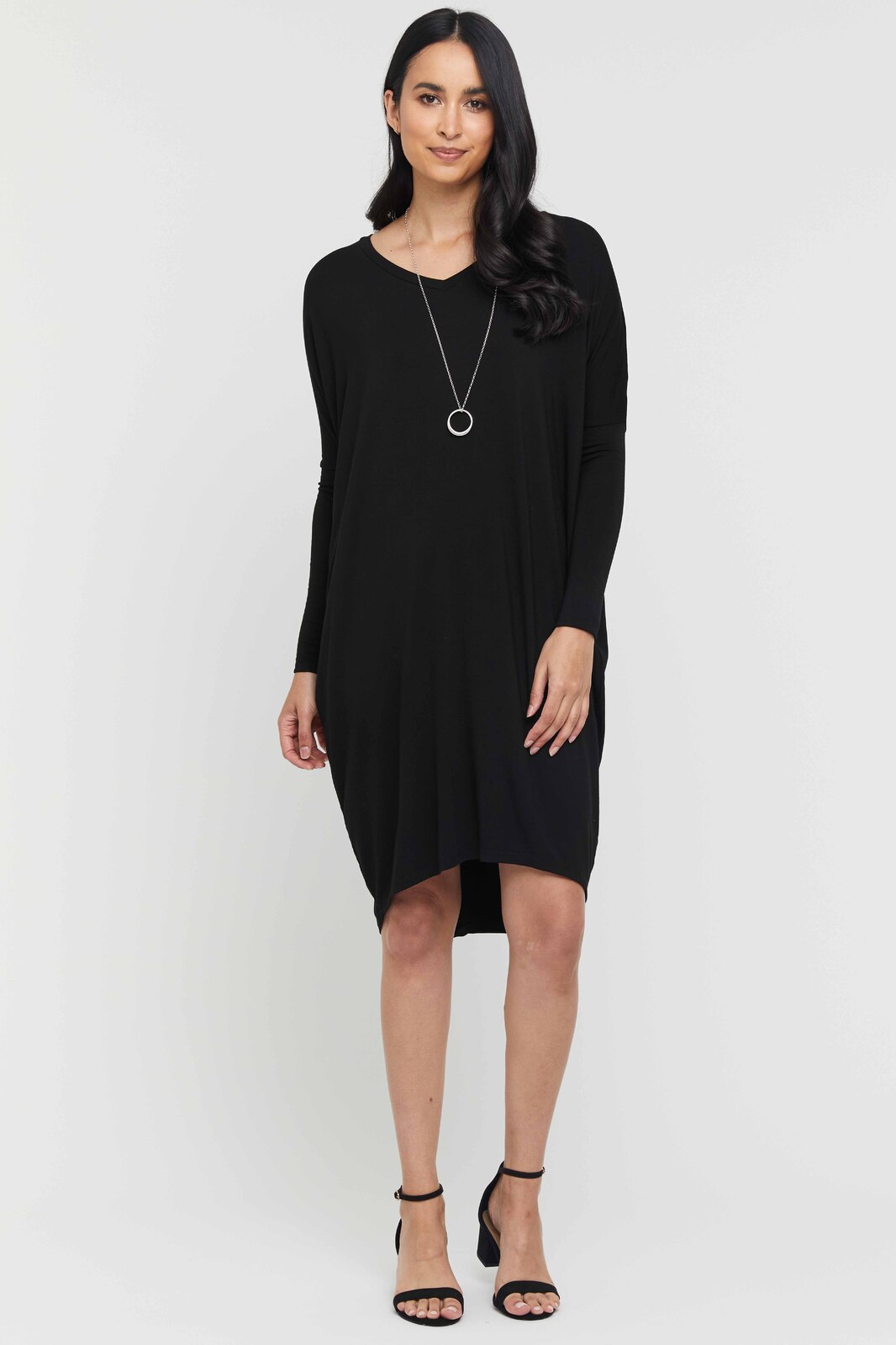 Comfortable black bamboo dress for winter.