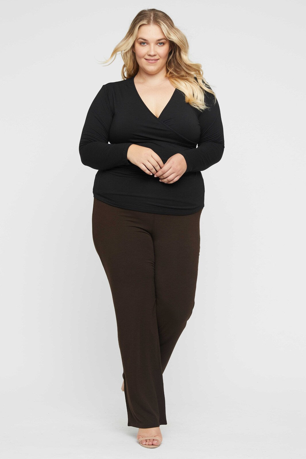 L/S Cross Front Top - Black