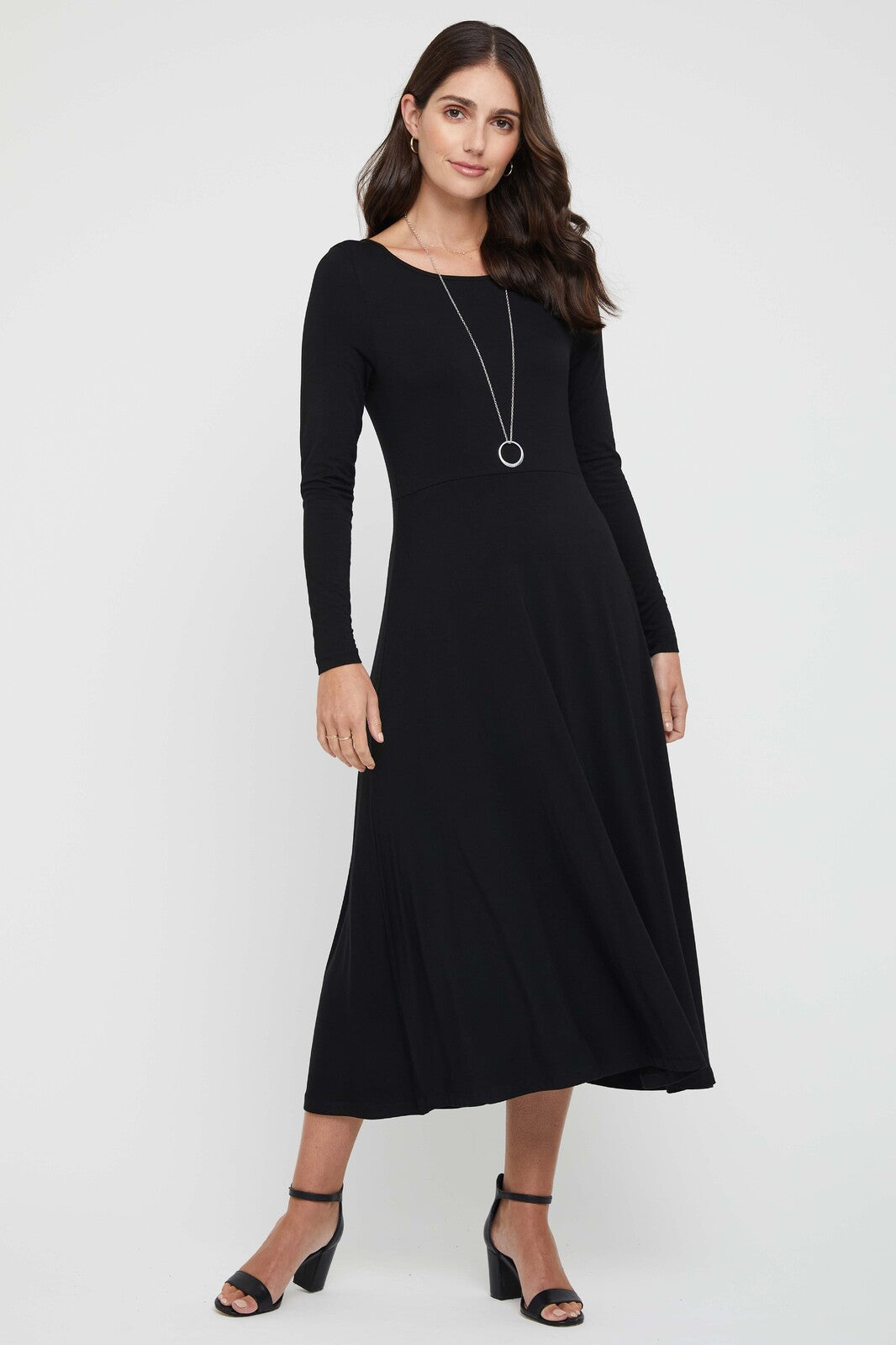 Long sleeve black bamboo dress.