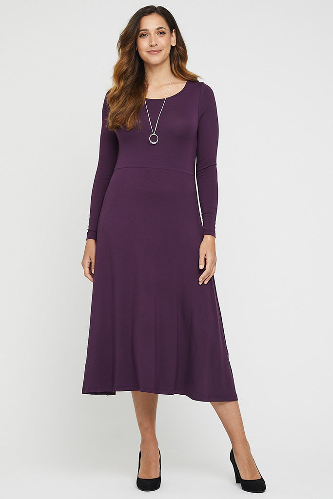 Long sleeve winter dress in Plum.