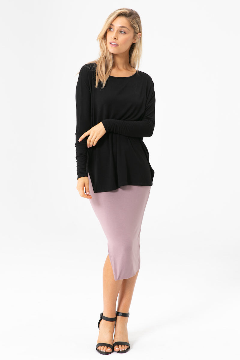 Liv Long Sleeve Slouch Top - Black