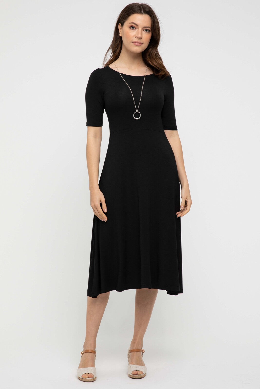 Black bamboo midi dress
