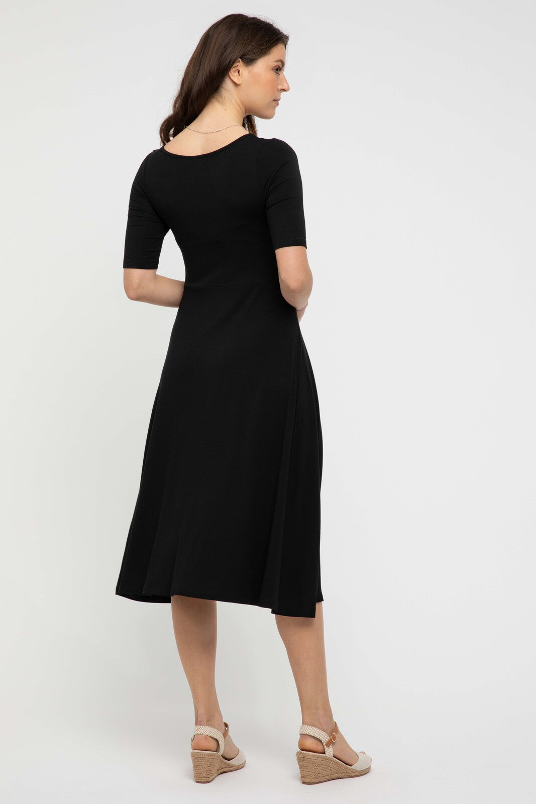 Soft and stretchy bamboo dress in black designed for comfort.