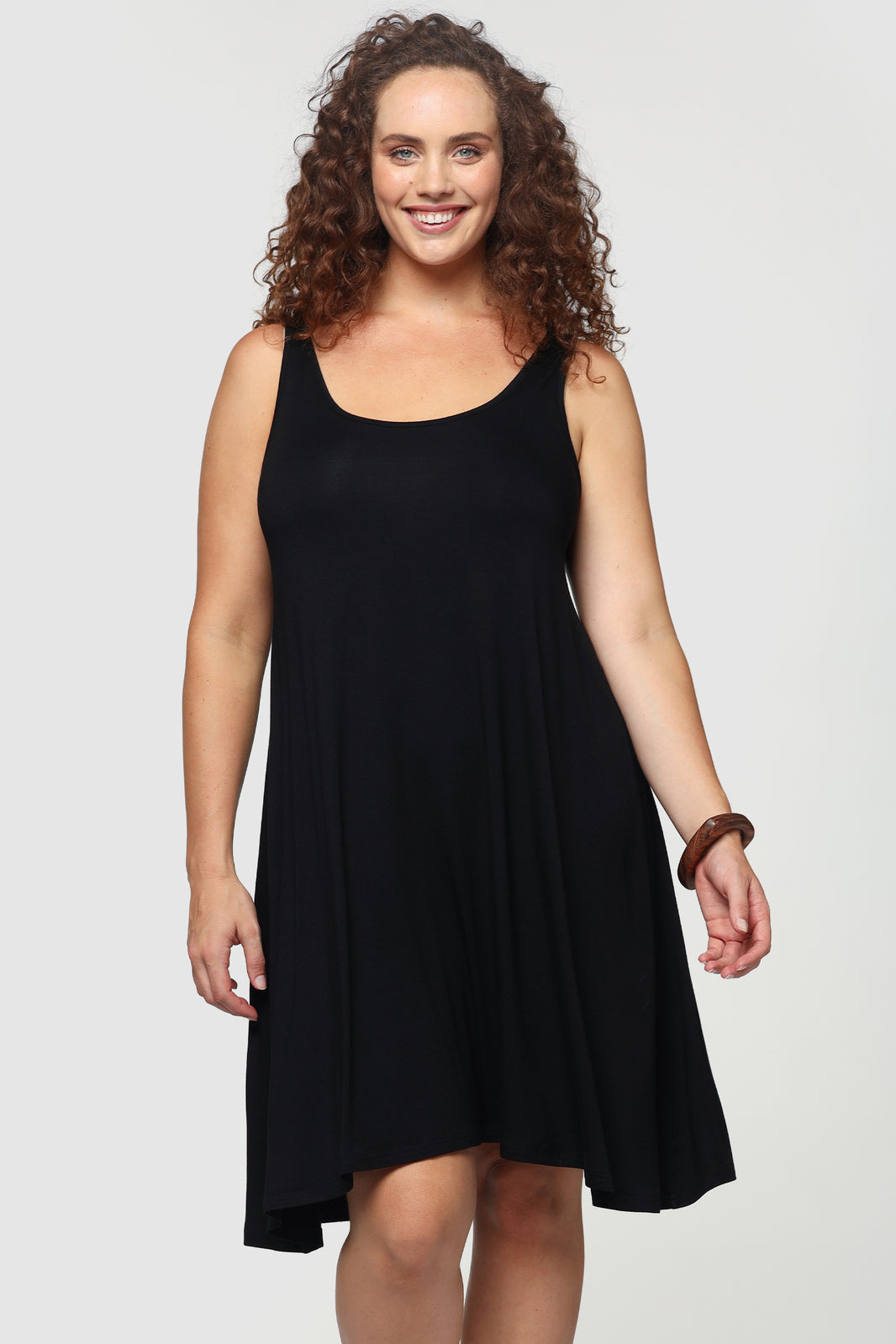 Plus size black sleeveless mini dress