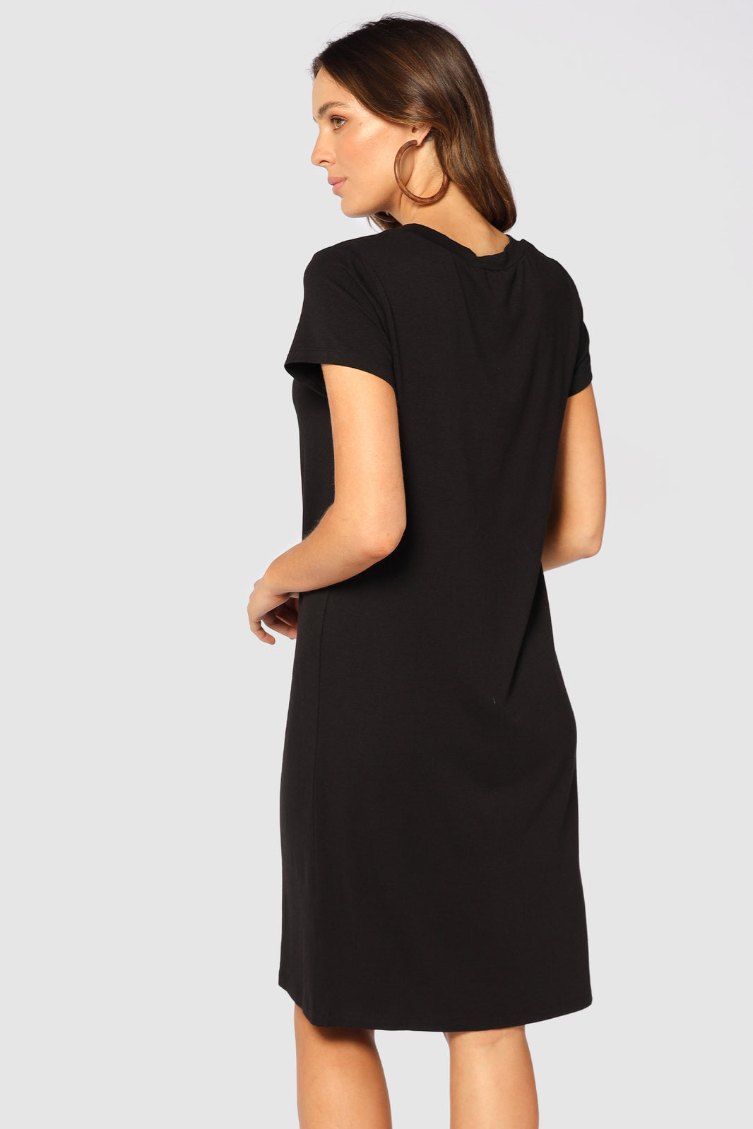 Black bamboo T-shirt dress – effortless everyday wardrobe staple
