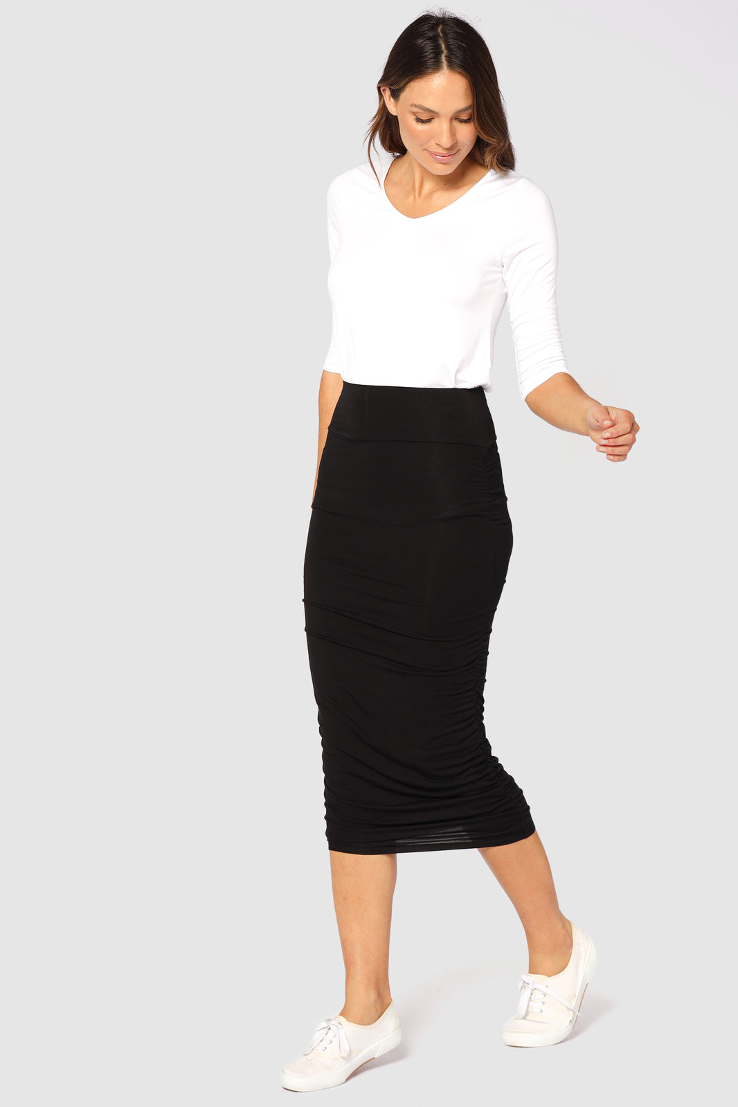 soft waistband bamboo ruched skirt