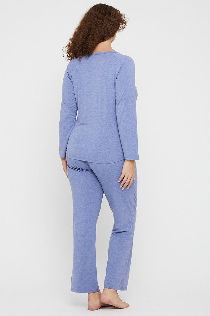 Back view of plus size pyjama pant featuring lavender shade and straight leg