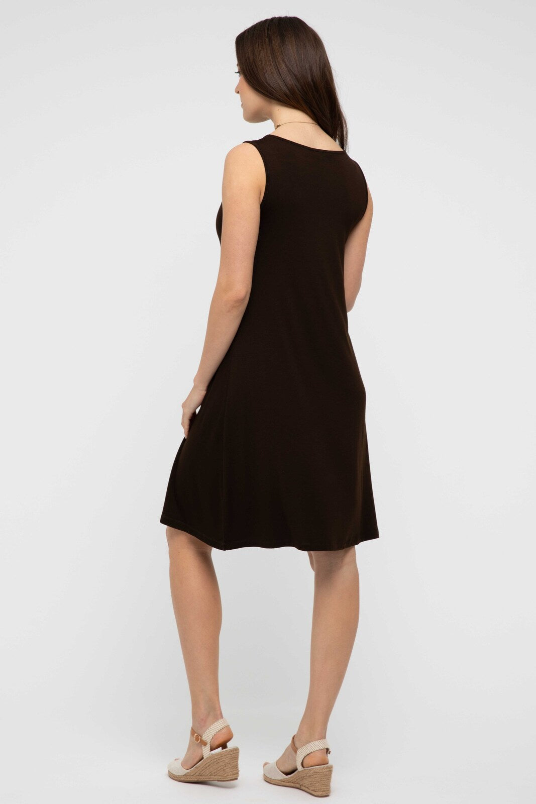 Brown bamboo dress for summer.