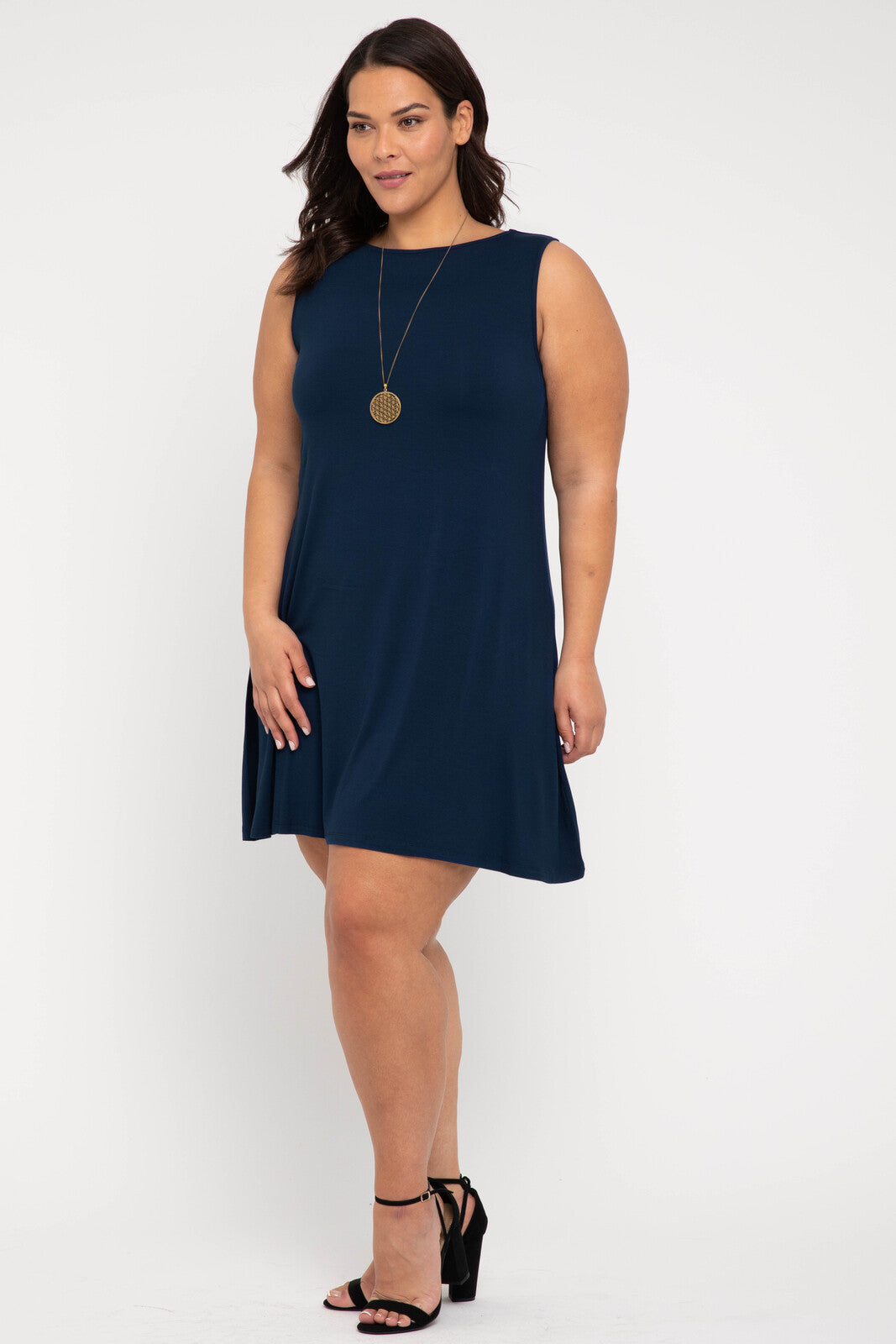 Plus size navy mini dress.