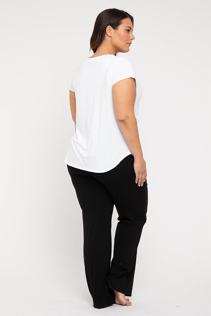 Plus size black bamboo pants with comfortable fit and soft fabric
