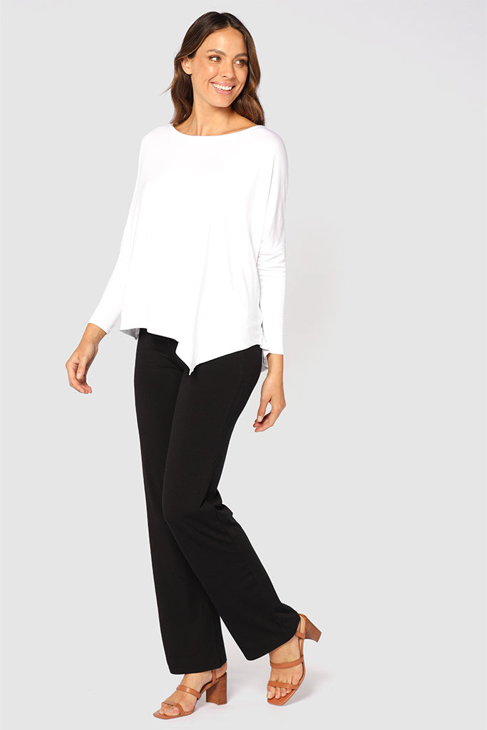 Comfortable black bamboo pants with relaxed fit, ideal for everyday wear