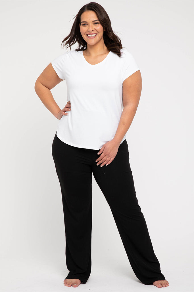 plus size versatile black bamboo trousers for minimalist capsule wardrobes