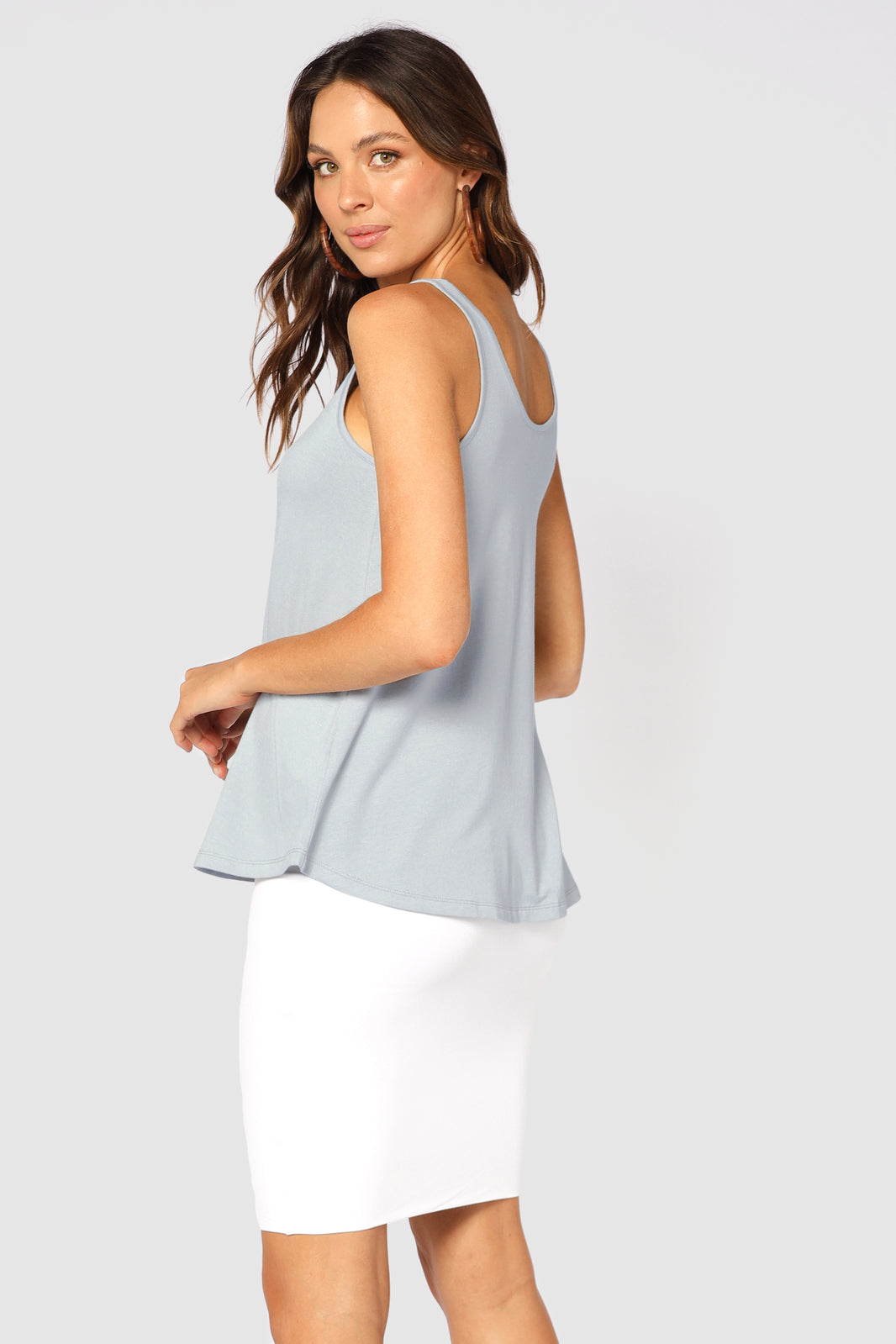 figure hugging bamboo tube skirt in white