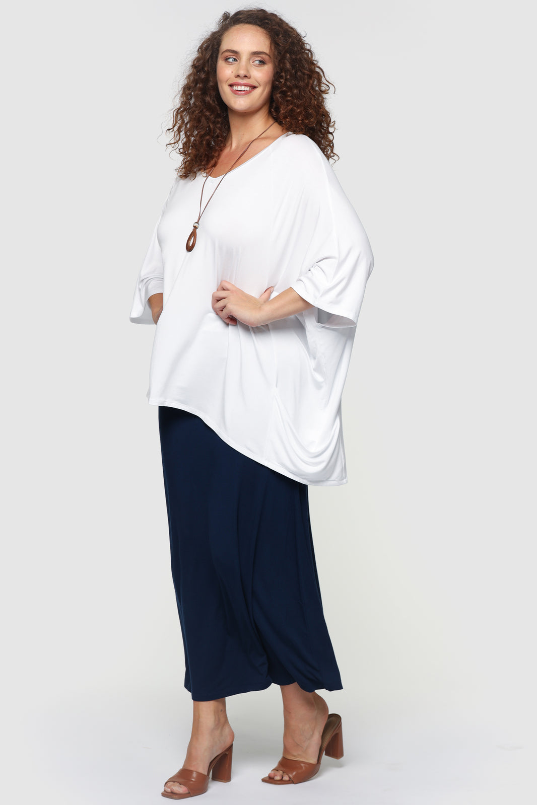 curvy long skirt in navy