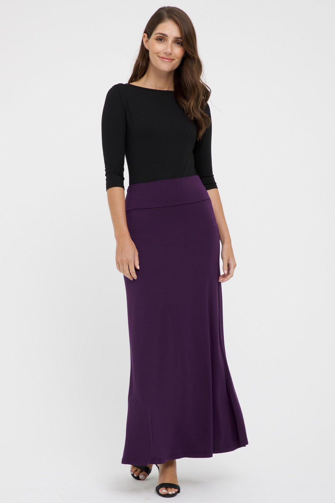 long skirt ankle length in soft plum colour
