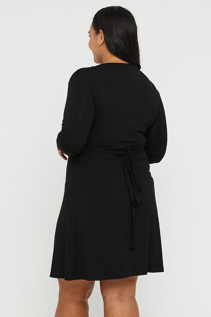 Curvy and elegant long sleeve wrap dress