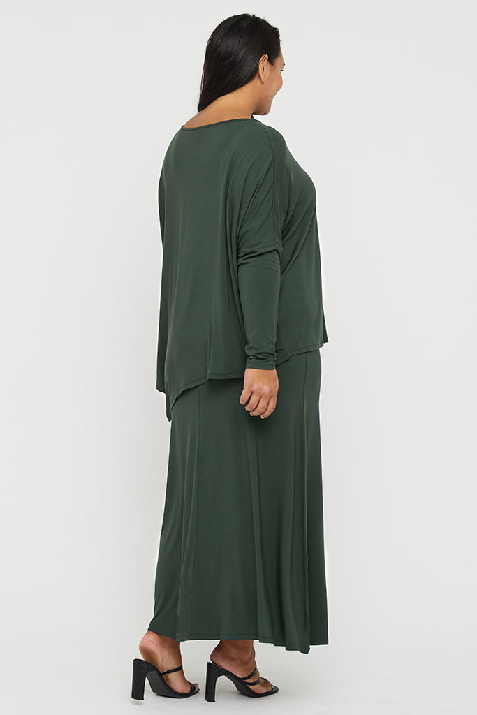 plus size maxi skirt in forest green colour