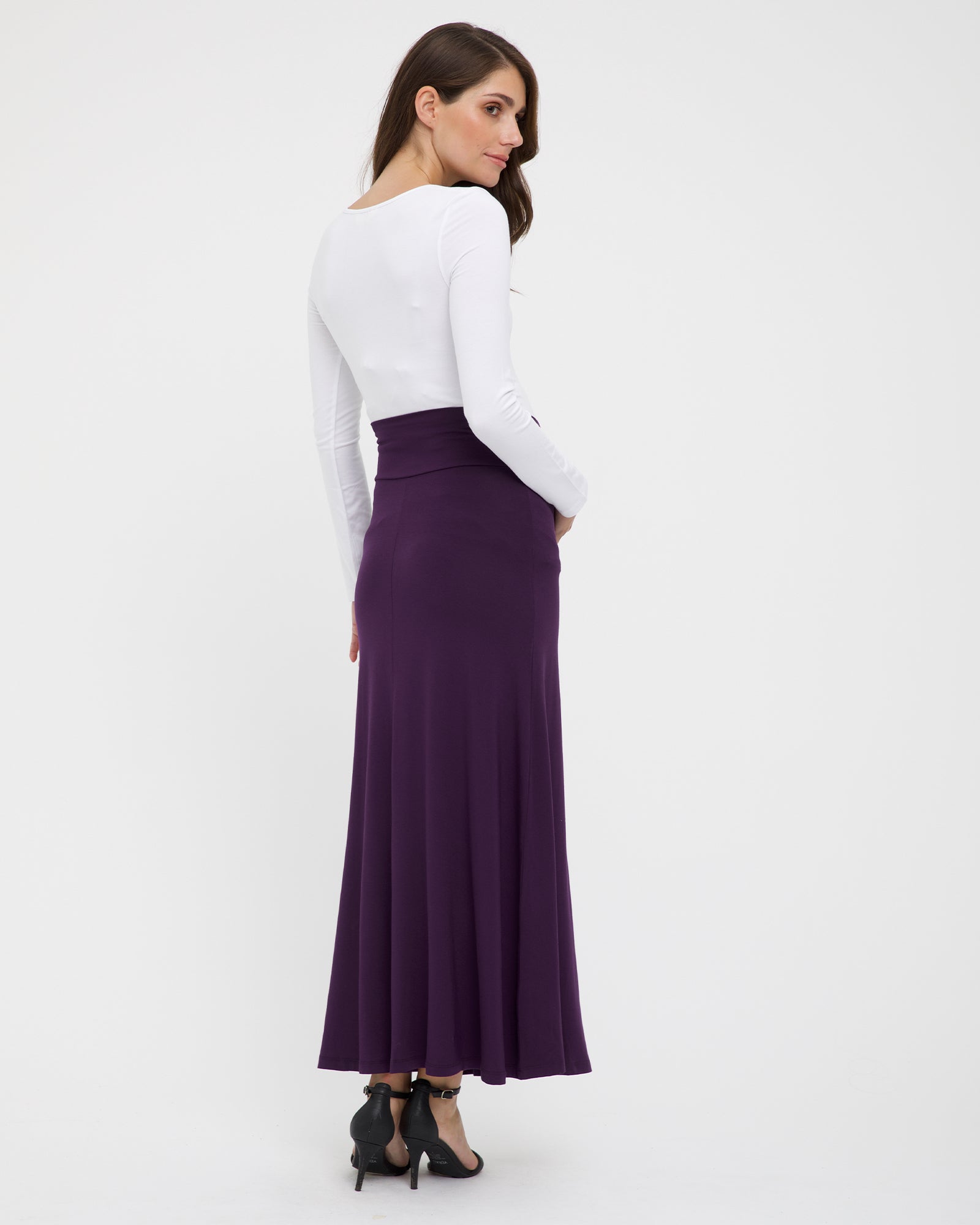 comfortable stretchy maternity skirt in purple colour