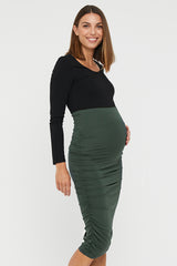 Long Ruched Bamboo Skirt - Forest
