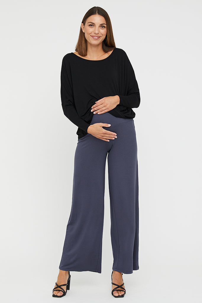 Luxe Wide Leg Maternity Pant - Storm