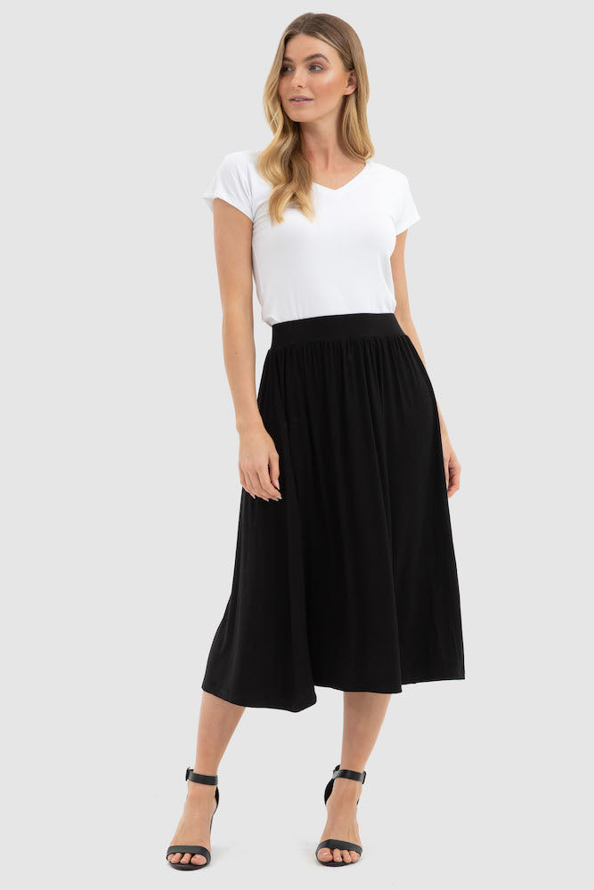 bamboo midi skirt in black